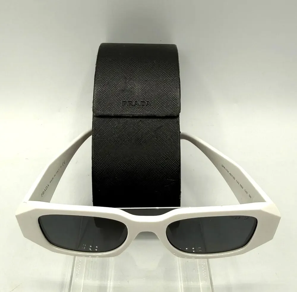 Prada Symbole Geometric White Sunglasses W/Prada Hard Case